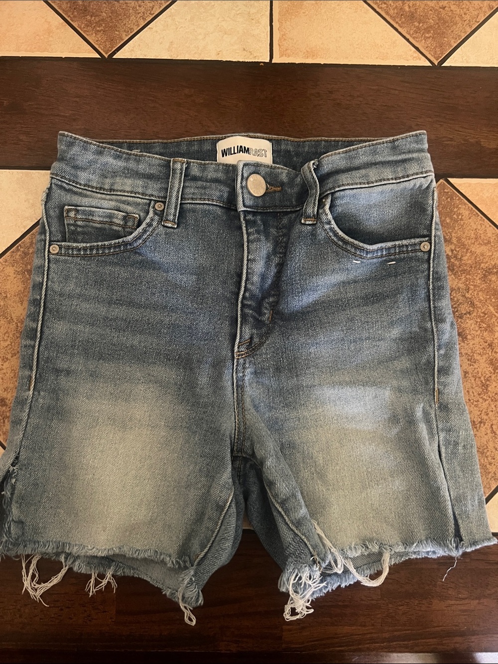 William Rast Light Blue Frayed Hem Denim Shorts
